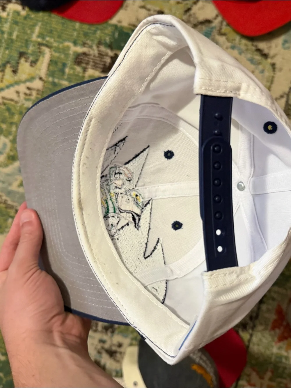 LOGO 7 White Navy Black Notre Dame Leprechaun Patch Snapback Hat